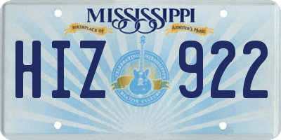MS license plate HIZ922