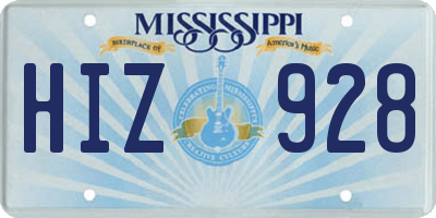 MS license plate HIZ928