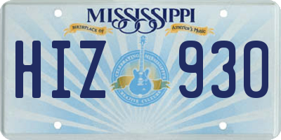 MS license plate HIZ930