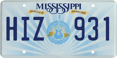 MS license plate HIZ931