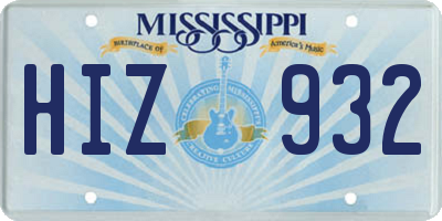 MS license plate HIZ932