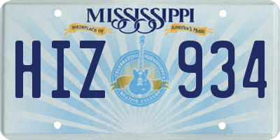 MS license plate HIZ934