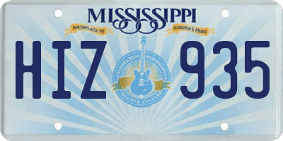 MS license plate HIZ935