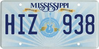MS license plate HIZ938