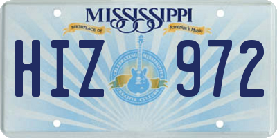 MS license plate HIZ972