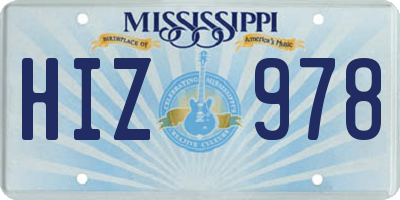 MS license plate HIZ978