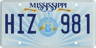 MS license plate HIZ981
