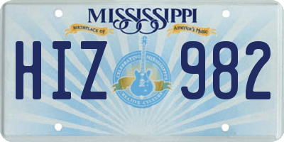 MS license plate HIZ982