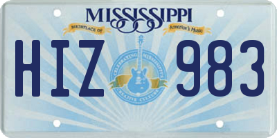 MS license plate HIZ983
