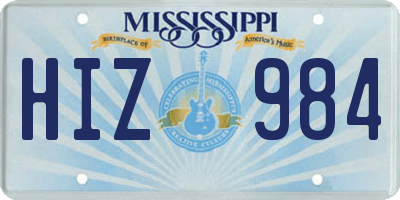 MS license plate HIZ984