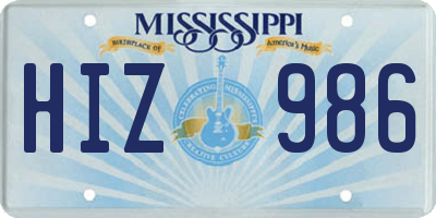MS license plate HIZ986