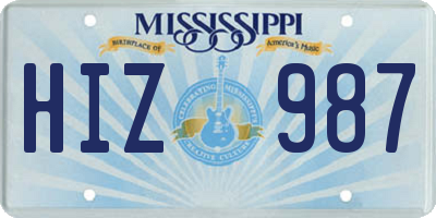 MS license plate HIZ987