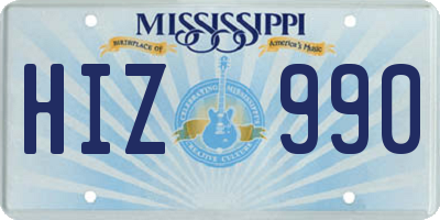 MS license plate HIZ990