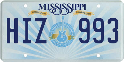 MS license plate HIZ993