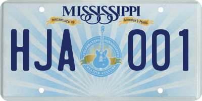 MS license plate HJA001