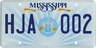 MS license plate HJA002