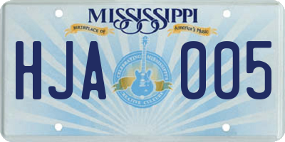 MS license plate HJA005