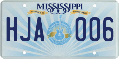 MS license plate HJA006
