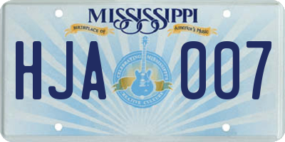 MS license plate HJA007