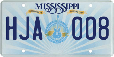 MS license plate HJA008