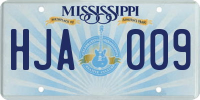 MS license plate HJA009