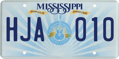 MS license plate HJA010