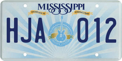 MS license plate HJA012