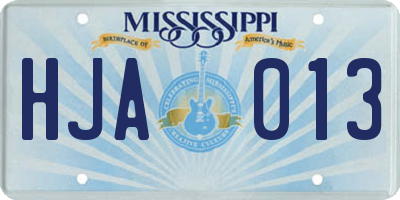 MS license plate HJA013