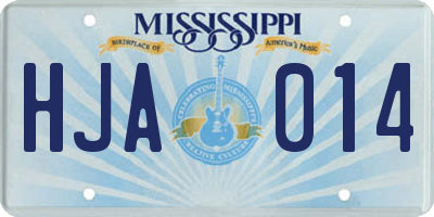 MS license plate HJA014