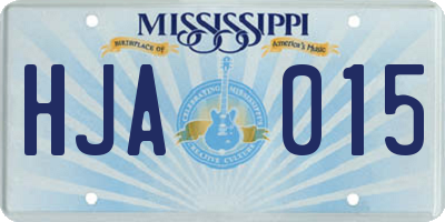 MS license plate HJA015