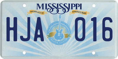 MS license plate HJA016