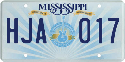 MS license plate HJA017