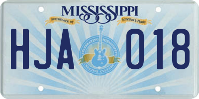 MS license plate HJA018