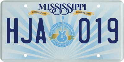 MS license plate HJA019