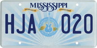 MS license plate HJA020