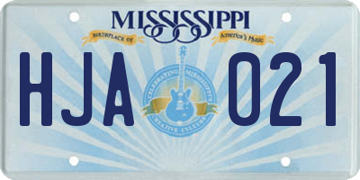 MS license plate HJA021