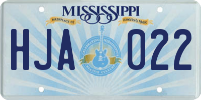 MS license plate HJA022