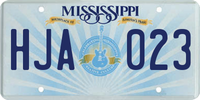 MS license plate HJA023