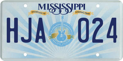 MS license plate HJA024