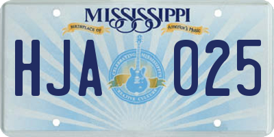 MS license plate HJA025