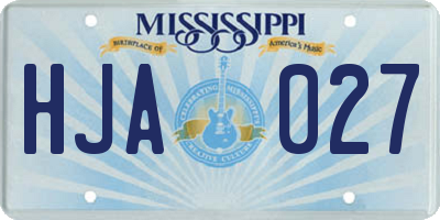 MS license plate HJA027