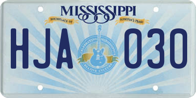 MS license plate HJA030