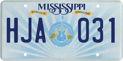 MS license plate HJA031