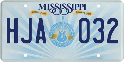 MS license plate HJA032