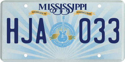 MS license plate HJA033