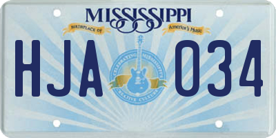 MS license plate HJA034