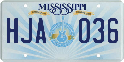 MS license plate HJA036