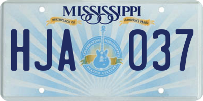 MS license plate HJA037