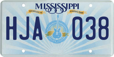 MS license plate HJA038