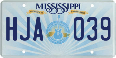 MS license plate HJA039